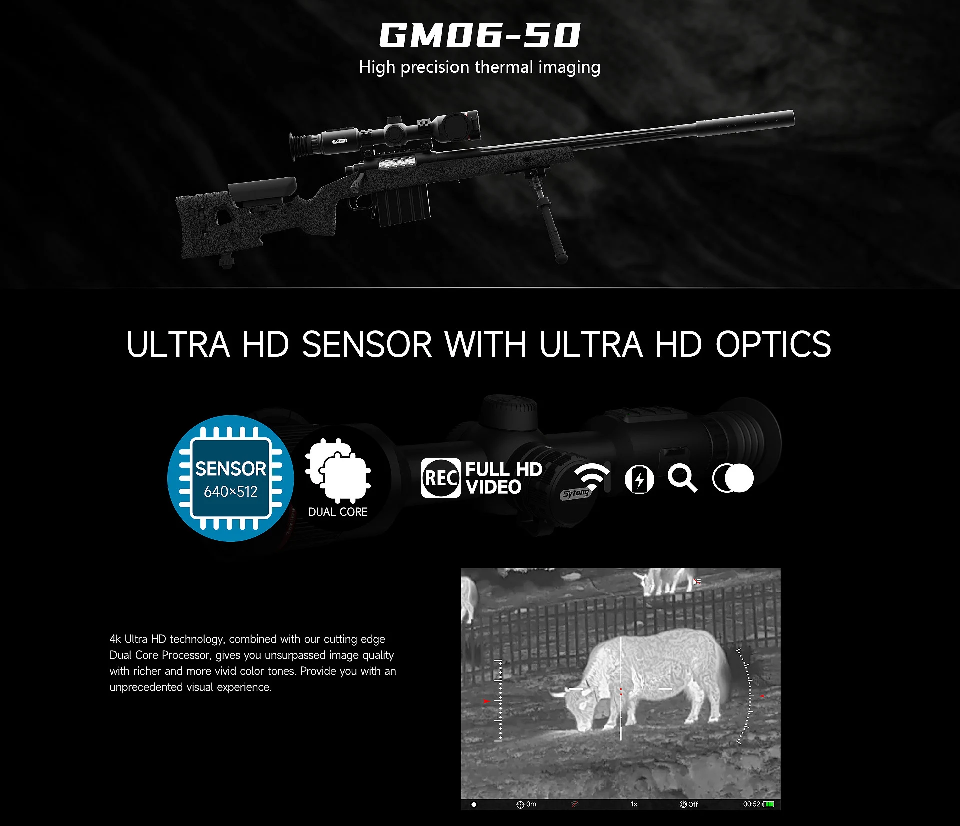 SYTONG GM06-50 THERMAL RIFLE SCOPE WITH RANGE FINDER AND BALLISTICS